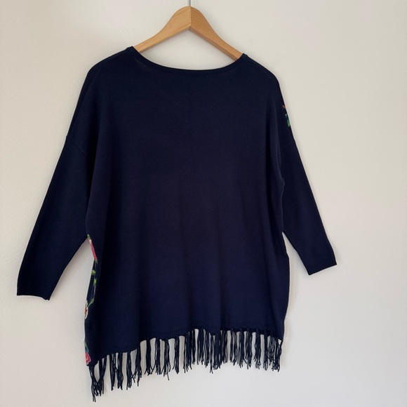 Desigual Yovana Pullover in Navy Floral with Sequin Accents, Size M - Picture 9 of 10